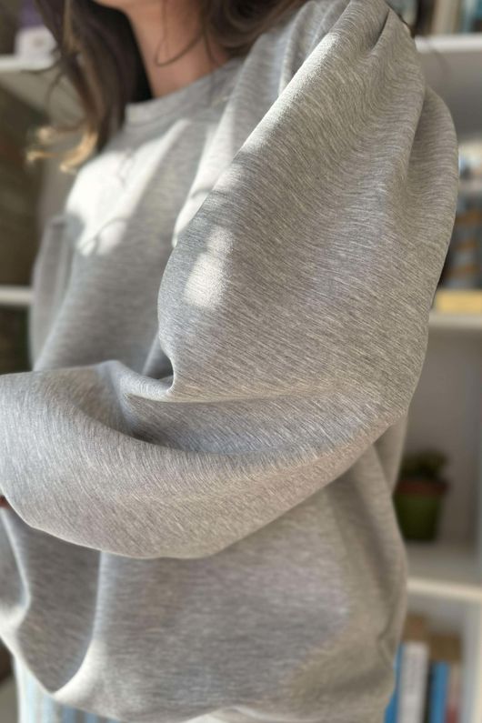 Nova Soft Tech Puff Sleeve Sweatshirt Grey Marl 